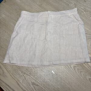 Sophie Rue Women’s 100% Linen Tan Skirt Resort Size Small Short Pockets Lounge